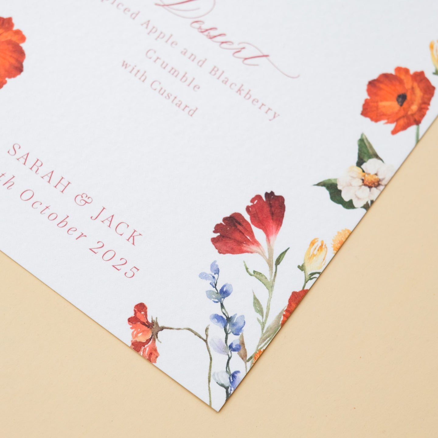 autumn wedding menu burgundy, burnt orange, mustard
